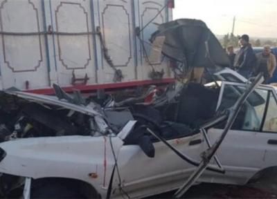 2 کشته و 3 مصدوم در پی تصادف خودروی سواری و کامیون
